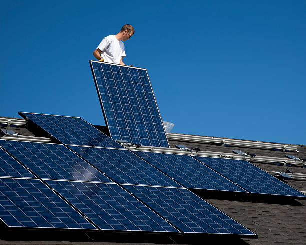 Solar Panel Installation stock photo