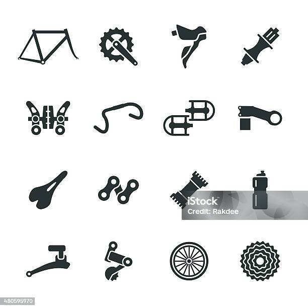 Bicycle Parts Silhouette Icons Set 1 Stock Illustration - Download Image Now - Bicycle, Cycling, Vehicle Part