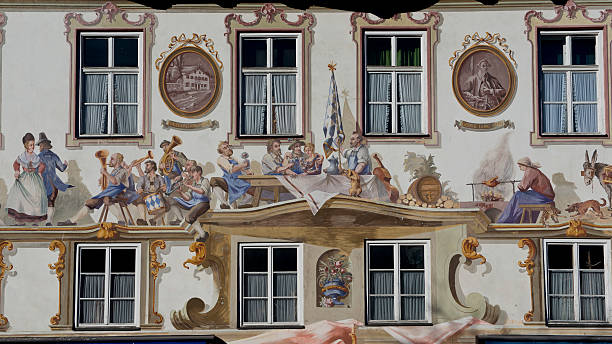 Luftmalerei em Oberammergau - fotografia de stock
