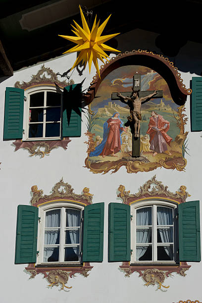 House painted with the typical Luftmalerei in Oberammergau in the Bavarian Alps, Bavaria.