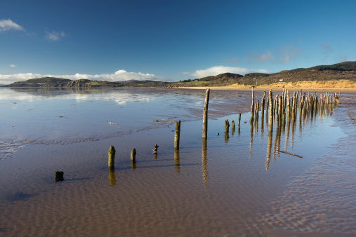 Sticks on Mersehead beach. Taken at RSPB Mersehead, Dumfries and Galloway, Scotland, UK.