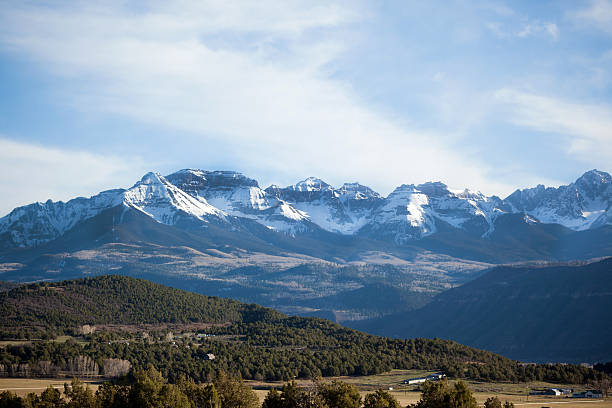 istock Snow Capped Mountains and ranchland in Ridgeway Colorado 480600022