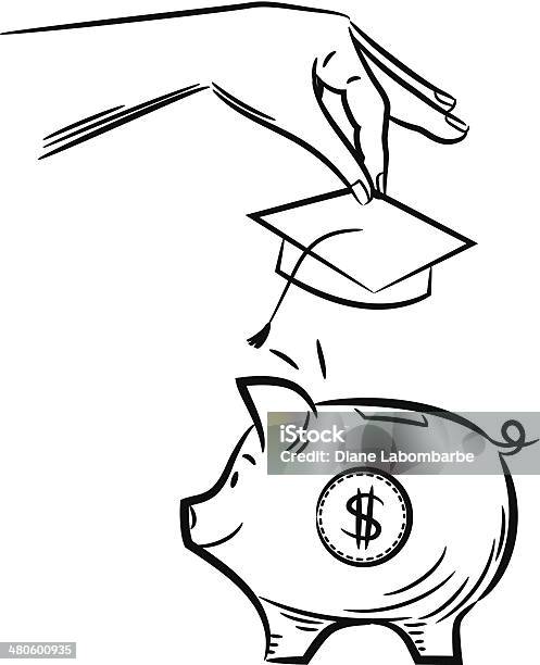 Ilustración de College Ahorros Alcancía y más Vectores Libres de Derechos de Ahorros - Ahorros, Caer, Contorno