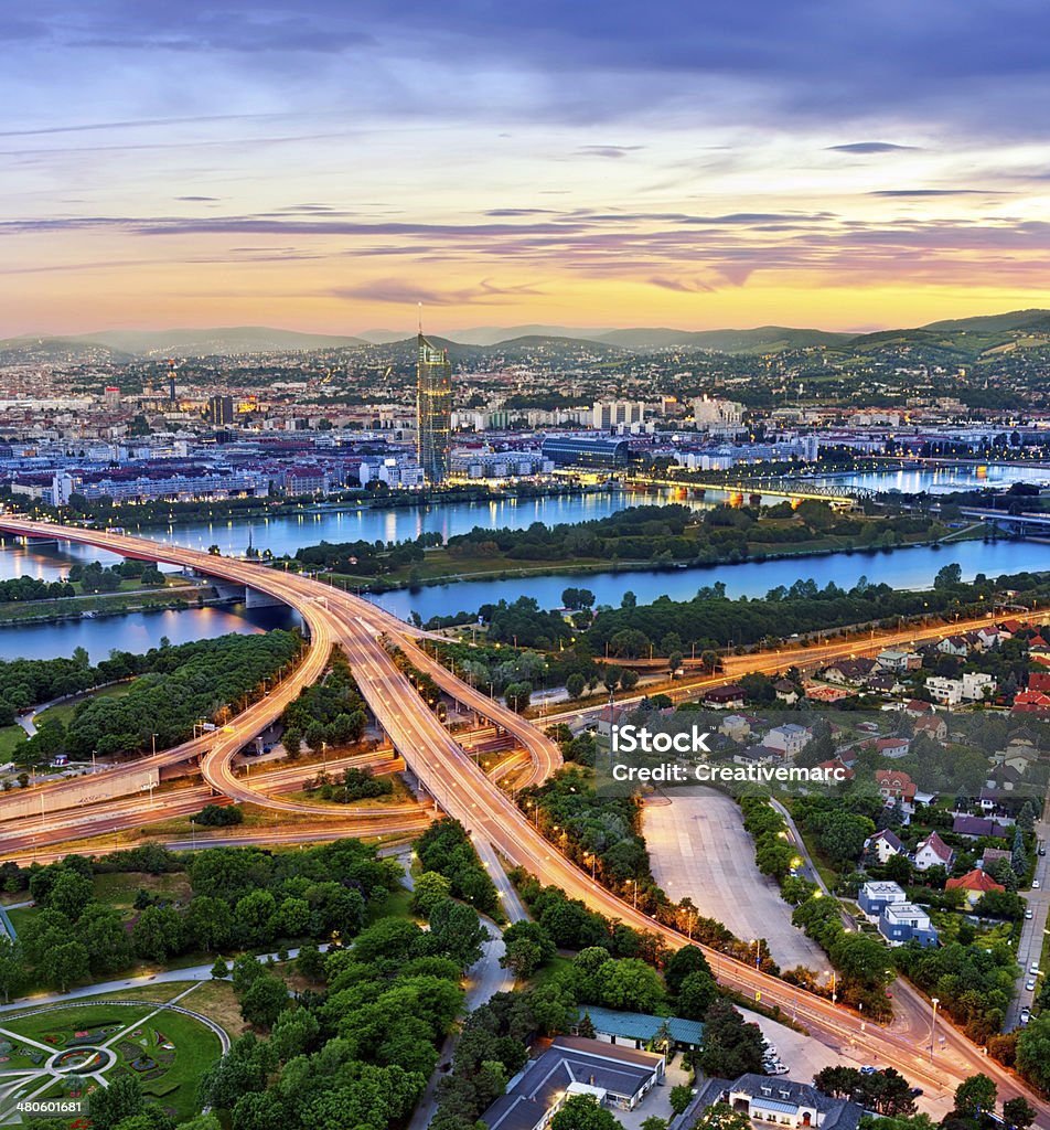 Stadtansicht von Wien mit Donau - Lizenzfrei Wien - Österreich Stock-Foto