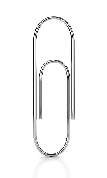 istock Metal paper clip on white 480603588