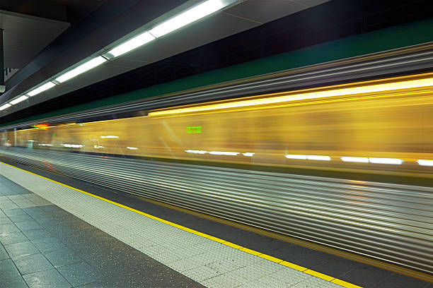 istock Electric train service departs Perth Underground station 480606980