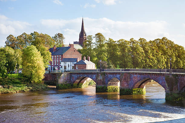 English village with stone bridge