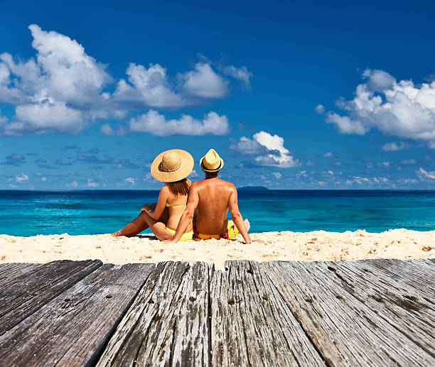istock Couple on a beach at Seychelles 480609720