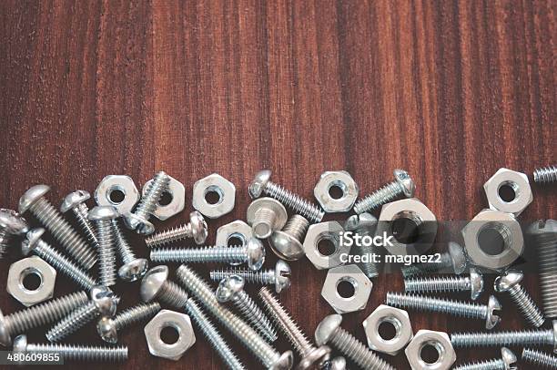 Screws And Bolts Stock Photo - Download Image Now - Bolt - Fastener, Chrome, Close-up