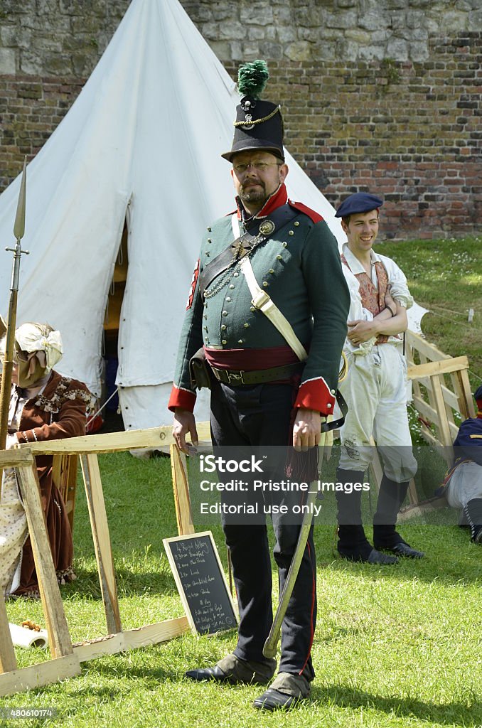 charles dickens festival rochester rochester, england - June 2, 2013: street performer dressed in old soldier uniform at the charles dickens festival. 2015 Stock Photo