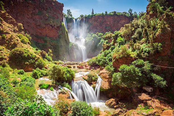 Ouzoud waterfalls, Grand Atlas in Morocco Ouzoud waterfalls, Grand Atlas in Morocco desert oasis photos stock pictures, royalty-free photos & images