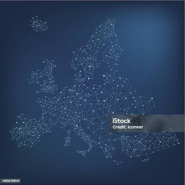 Europanetzwerkkarte Dunkel Stock Vektor Art und mehr Bilder von Blau - Blau, Dunkel, Dunkelblau