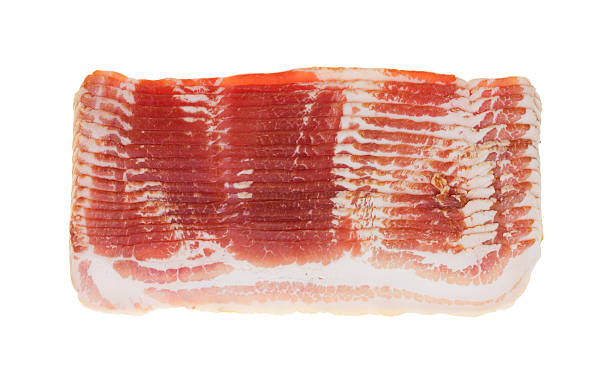 scheiben niedriger natriumgehalt speck - raw bacon stock-fotos und bilder