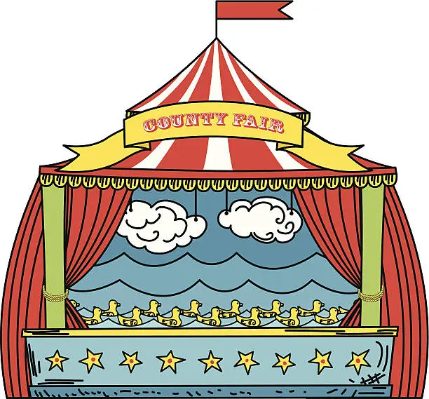 Vector illustration of Circus Tent With Duck Shooting Gallery