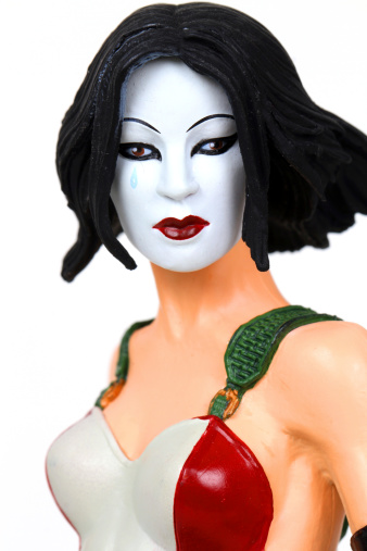 Vancouver, Canada - January 27, 2014: A model of the comic book character Kabuki against a white background. Kabuki is a young assasin who operates in the shadowy realm of the Japanese underworld. The comic is written and drawn by David Mack. The model is distributed by Diamond Select Toys.
