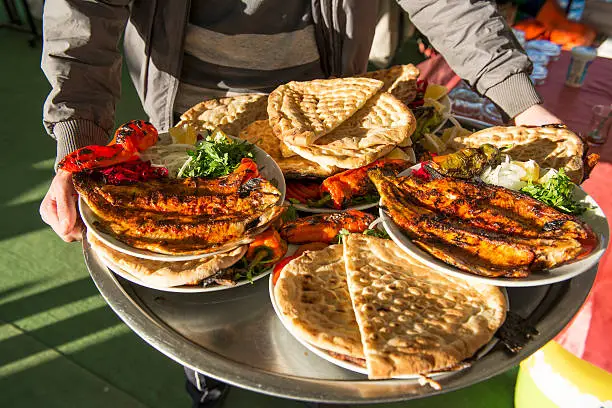 Food service in Halfeti, Sanliurfa-Turkey.