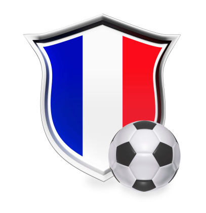 France Flag with Soccer Ball. Isolated on white with clipping path.