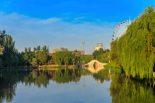Morning time at Zhongshan Park of Yin Chuan, Ningxia province, China.