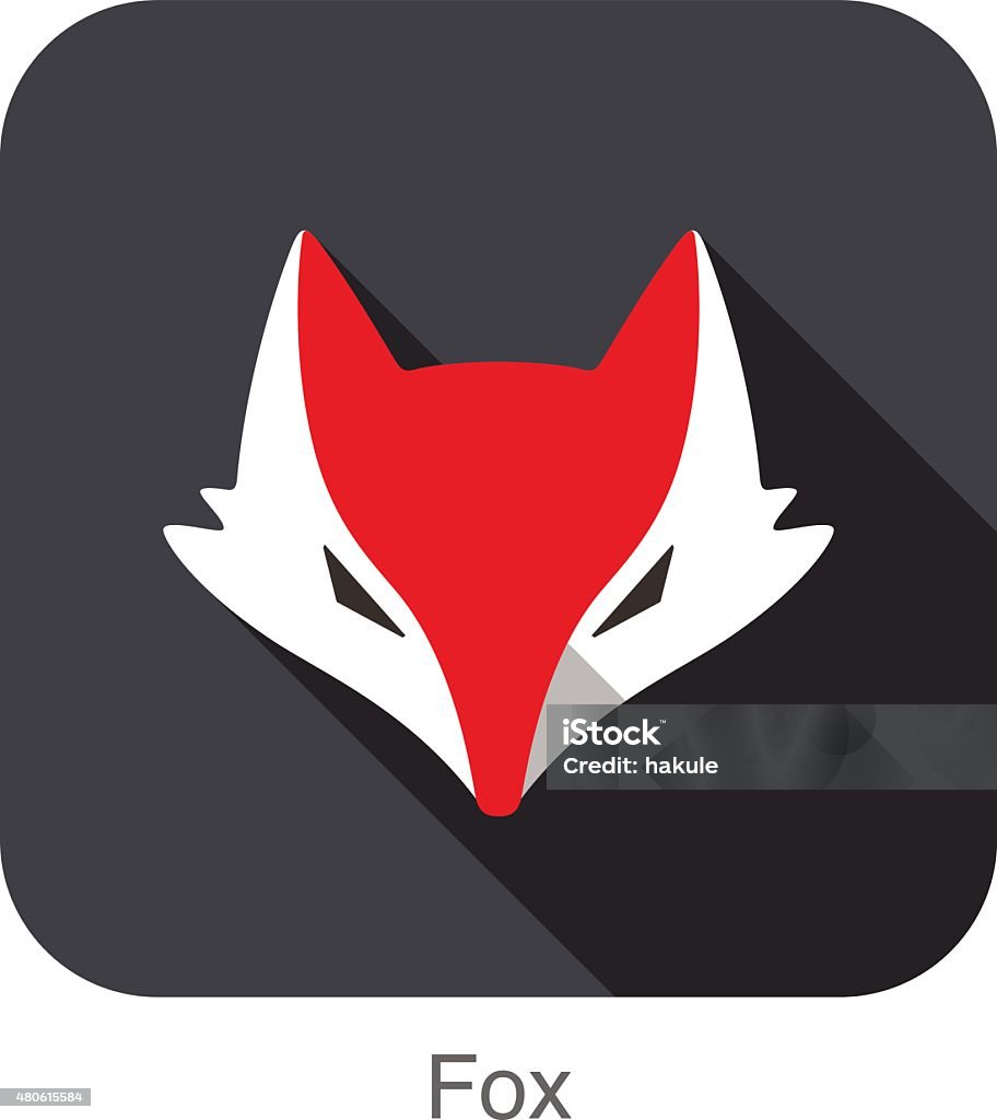 Fox icono de diseño plano de la cara. Serie de iconos de animales. - arte vectorial de Zorro libre de derechos