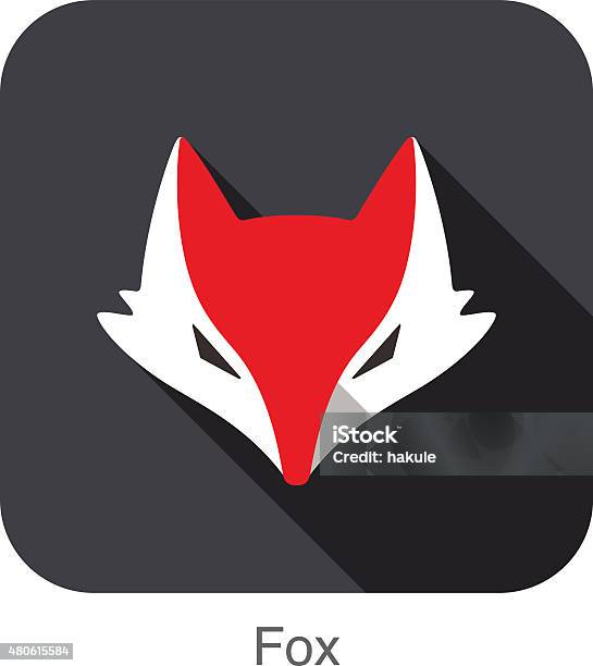 Cute Red Fox Cartoon Flat Icon Design Stock Illustration - Download Image Now - Fox, Icon Symbol, Animal Head