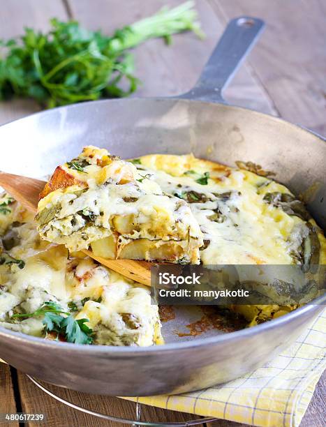 Spinach And Potato Fritata Stock Photo - Download Image Now - Baking, Breakfast, Dinner
