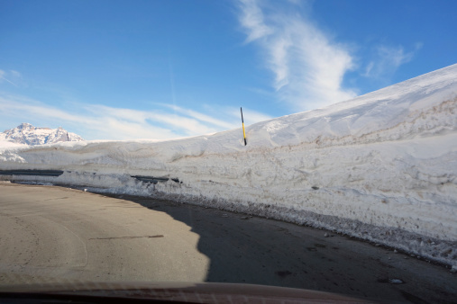 Massive snow drifts serving as road borders