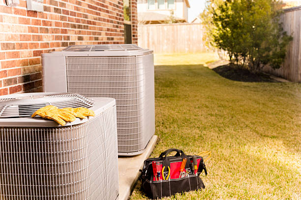 istock Service Industry:  Work tools, gloves beside air conditioners. Outside home. 480620705