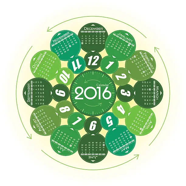 Vector illustration of Vector Year of 2016 Calendar
