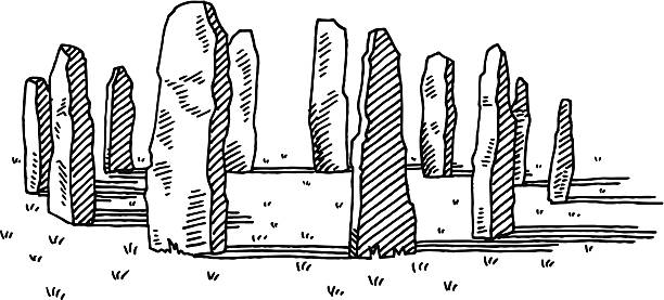 illustrazioni stock, clip art, cartoni animati e icone di tendenza di anello con pietre antica di disegno - stone circle