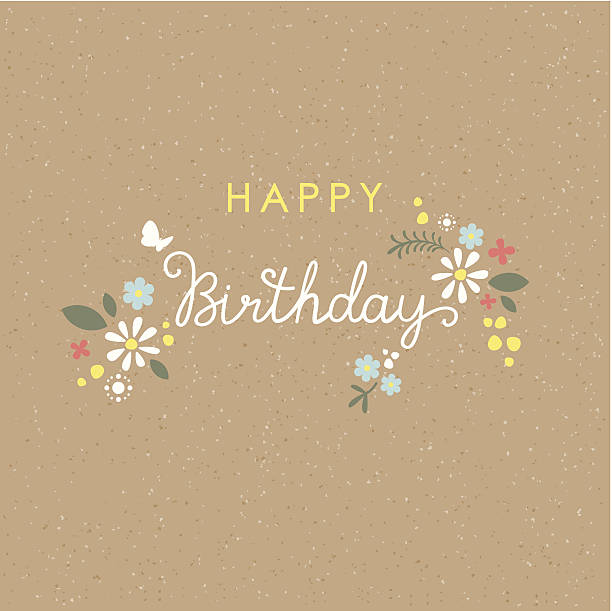 Szczęśliwy urodziny karty z kwiatów literami – artystyczna grafika wektorowa