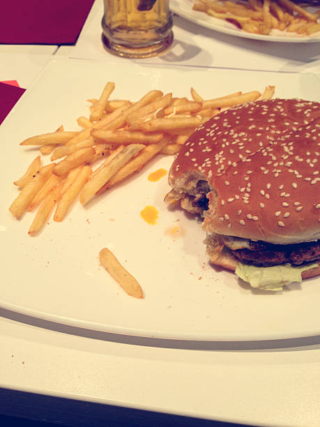 istock hamburger with french fries chips 480622067