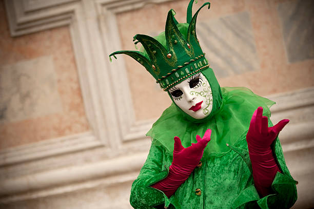 karneval von venedig 2014 - san zaccaria horizontal looking at camera outdoors stock-fotos und bilder