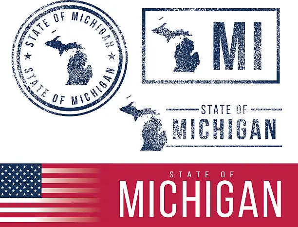 Vector illustration of USA rubber stamps - State of Michigan