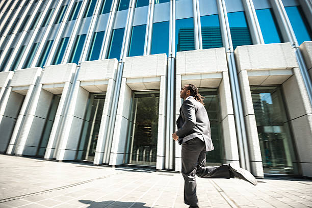 istock Afro american Business running on rush on the city 480624788