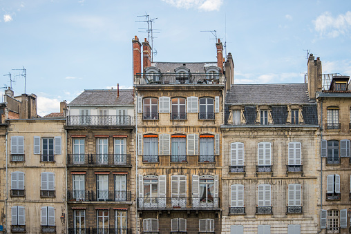 View at Parisian apartment buildings in the center of Paris, France, Europe