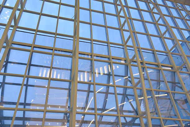 istock The glass wall with metal frame 480627679
