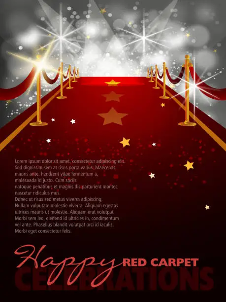 Vector illustration of Red Carpet Background with Paparazzi Flashes