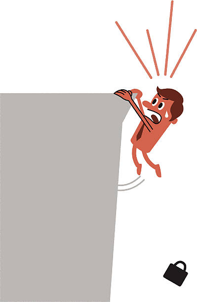 illustrations, cliparts, dessins animés et icônes de cliff cintre - cliff finance danger hanging