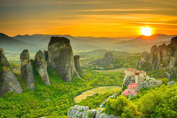 istock Meteora monasteries at sunset, Greece 480629286
