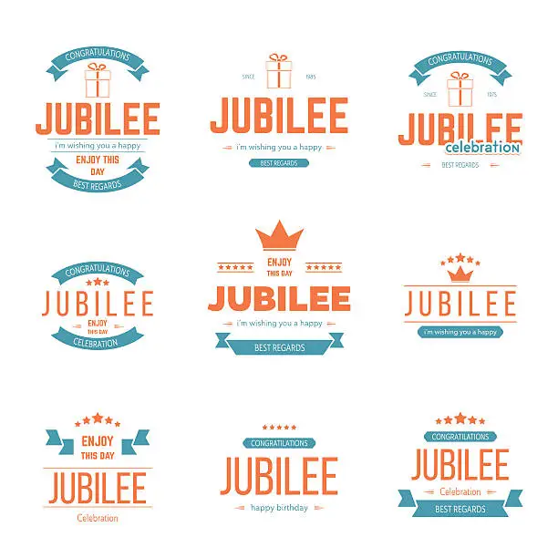 Vector illustration of Vector set of jubilee icons. Design elements collection.