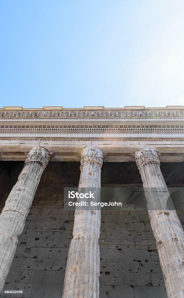 Columns A row of Corinthian columns on an ancient Roman edifice, Rome, Italy  2015 Stock Photo