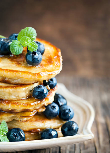 istock Stack of pancakes with fresh blueberry and honey 480632710