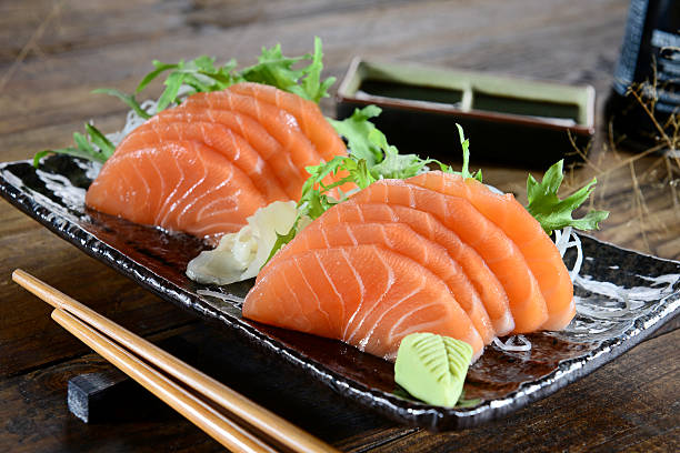 istock Japanese food - Salmon sashimi 480635013