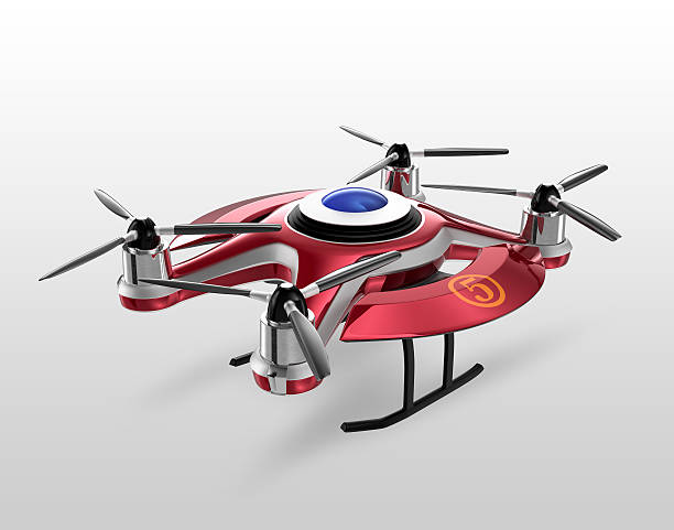 istock Red drone, a quadrocopter for racing on the ground 480637882