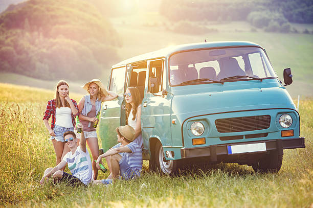 istock Young hipster friends on road trip 480638078