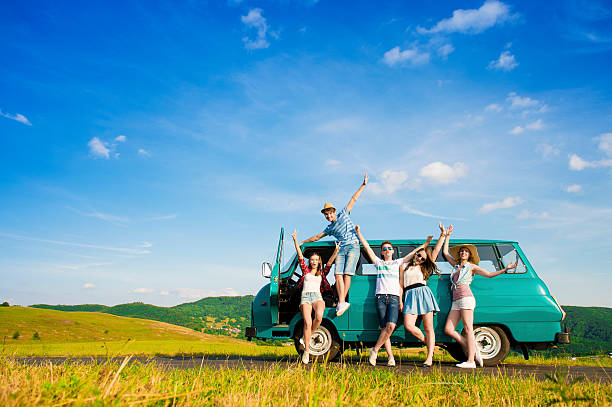 istock Young hipster friends on road trip 480638092
