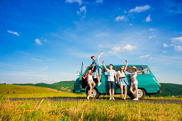 istock Young hipster friends on road trip 480638094