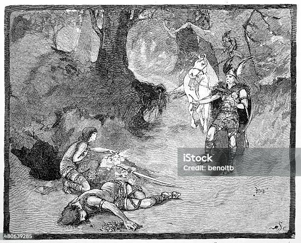 Viking And The Princess Stock Illustration - Download Image Now - Viking, Warrior - Person, Women