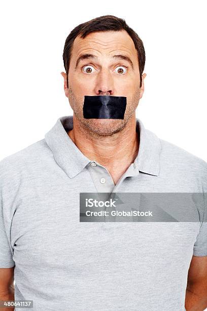 My Lips Are Sealed Stock Photo - Download Image Now - 30-39 Years, 40-49 Years, Adhesive Tape