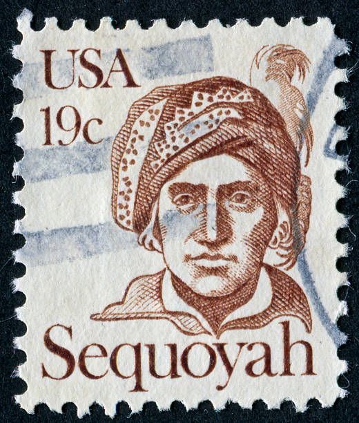 シクウォイア stamp - cherokee sequoyah jeweller portrait ストックフォトと画像